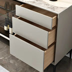 Modern Grey Sideboard with Glass Doors and Drawers