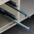 Modern Grey Sideboard with Glass Doors and Drawers