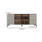 Modern Grey Sideboard with Glass Doors and Drawers