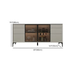 Modern Grey Sideboard with Glass Doors and Drawers