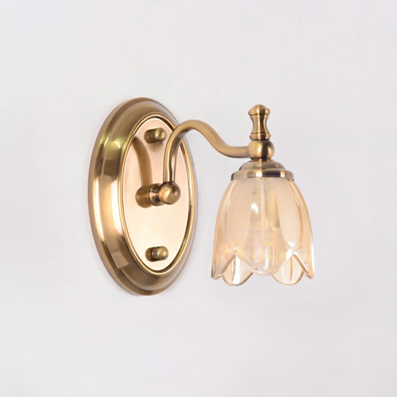 Contemporary Metal Vanity Light with Floral Glass Shade