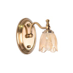 Contemporary Metal Vanity Light with Floral Glass Shade