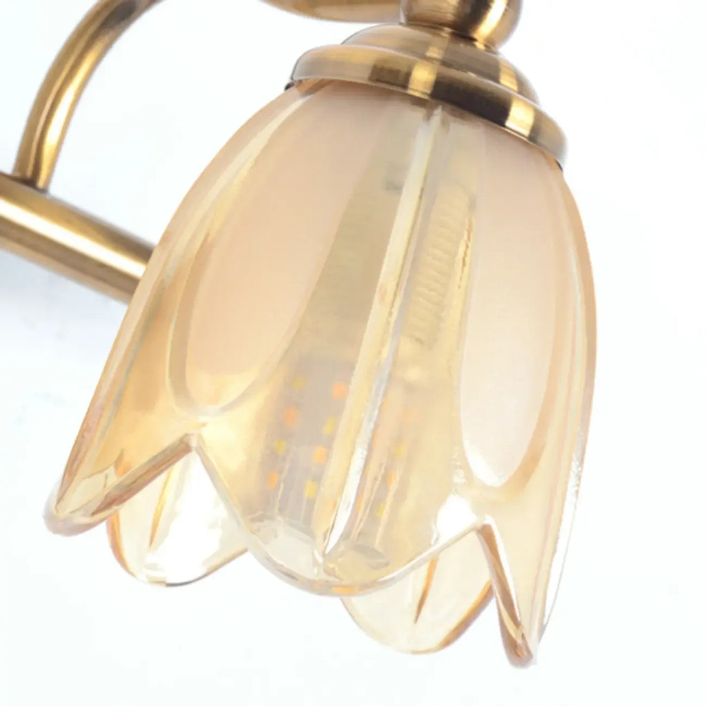 Contemporary Metal Vanity Light with Floral Glass Shade