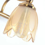 Contemporary Metal Vanity Light with Floral Glass Shade