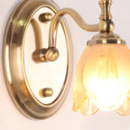 Contemporary Metal Vanity Light with Floral Glass Shade