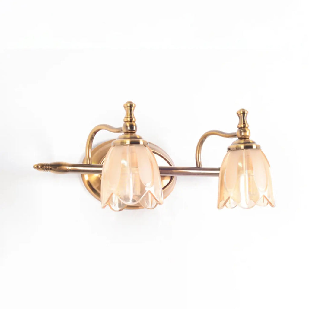 Contemporary Metal Vanity Light with Floral Glass Shade