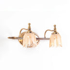 Contemporary Metal Vanity Light with Floral Glass Shade