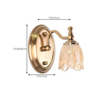 Contemporary Metal Vanity Light with Floral Glass Shade