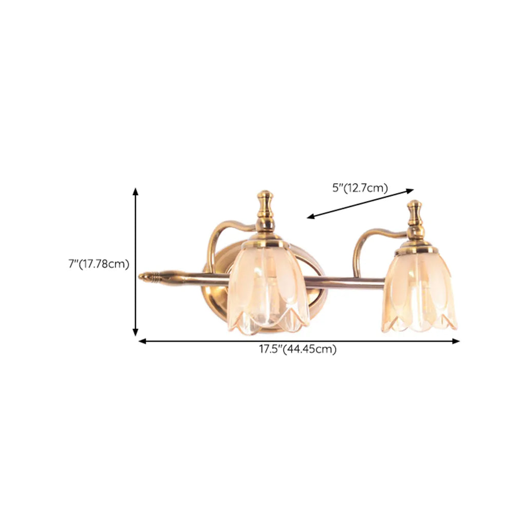 Contemporary Metal Vanity Light with Floral Glass Shade