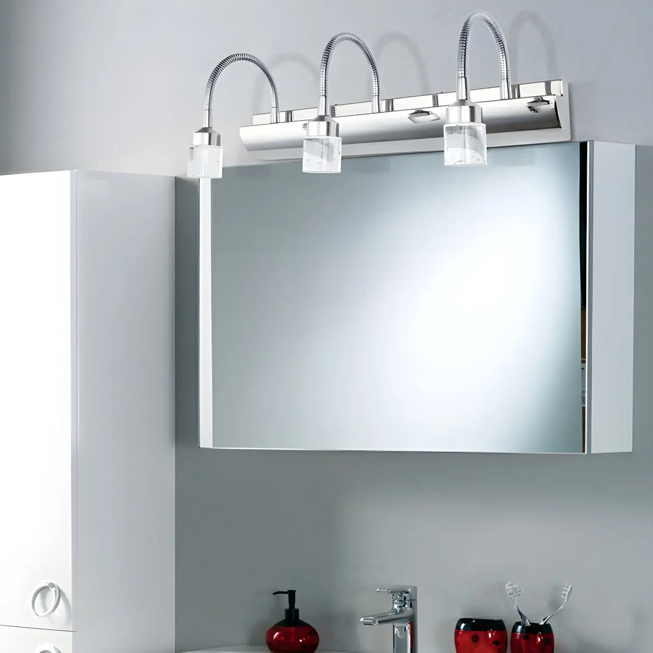 Modern Silver LED Vanity Light with Crystal for Bathroom Mirror