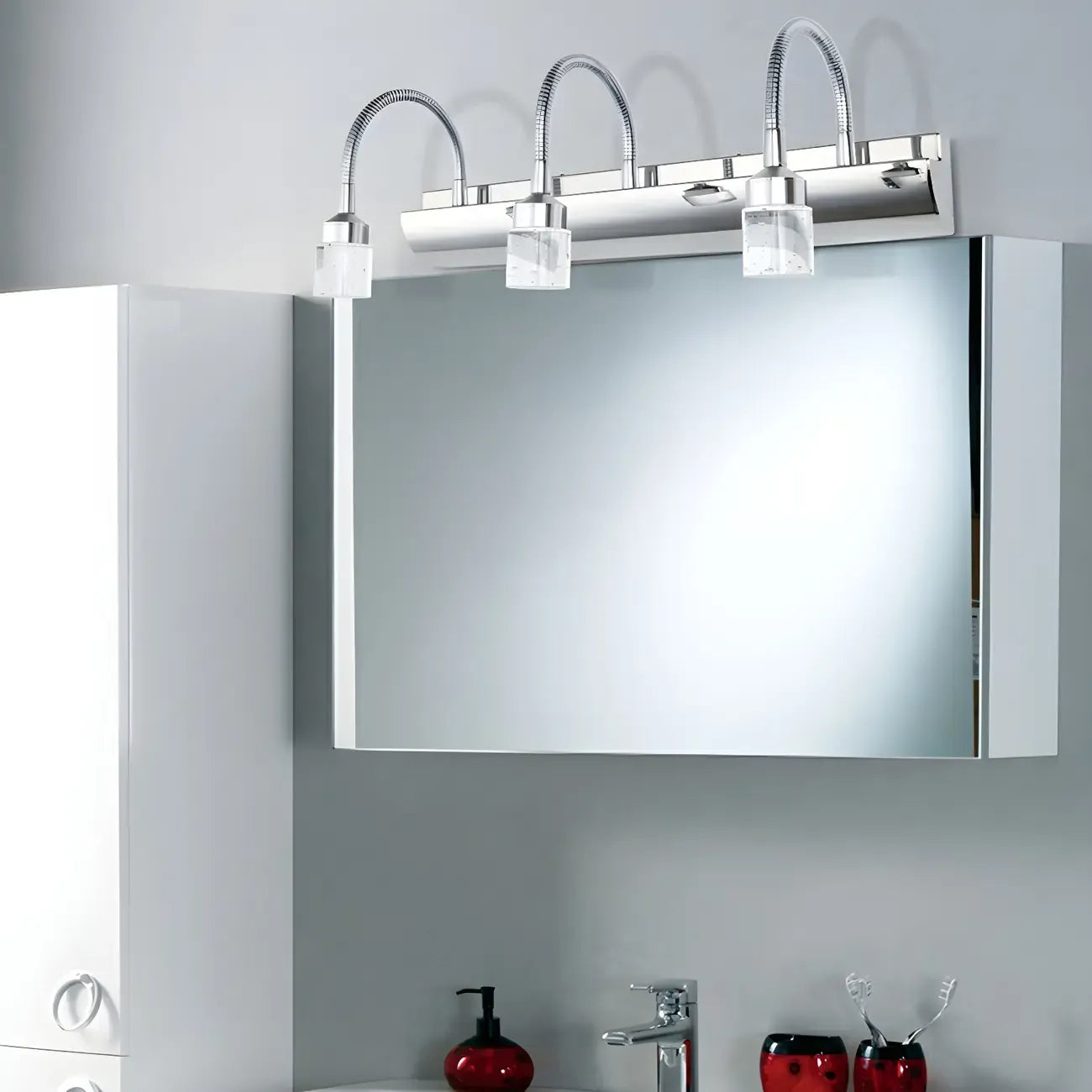 Modern Silver LED Vanity Light with Crystal for Bathroom Mirror