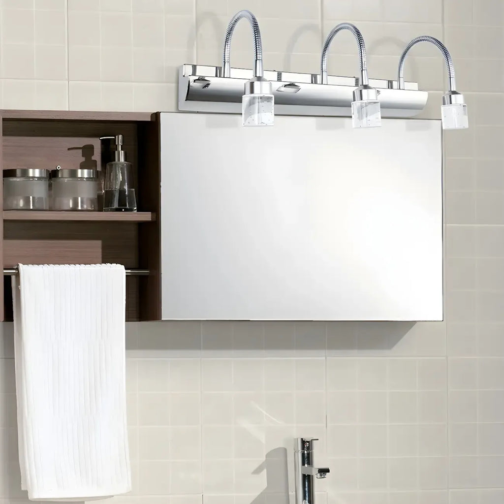 Modern Silver LED Vanity Light with Crystal for Bathroom Mirror