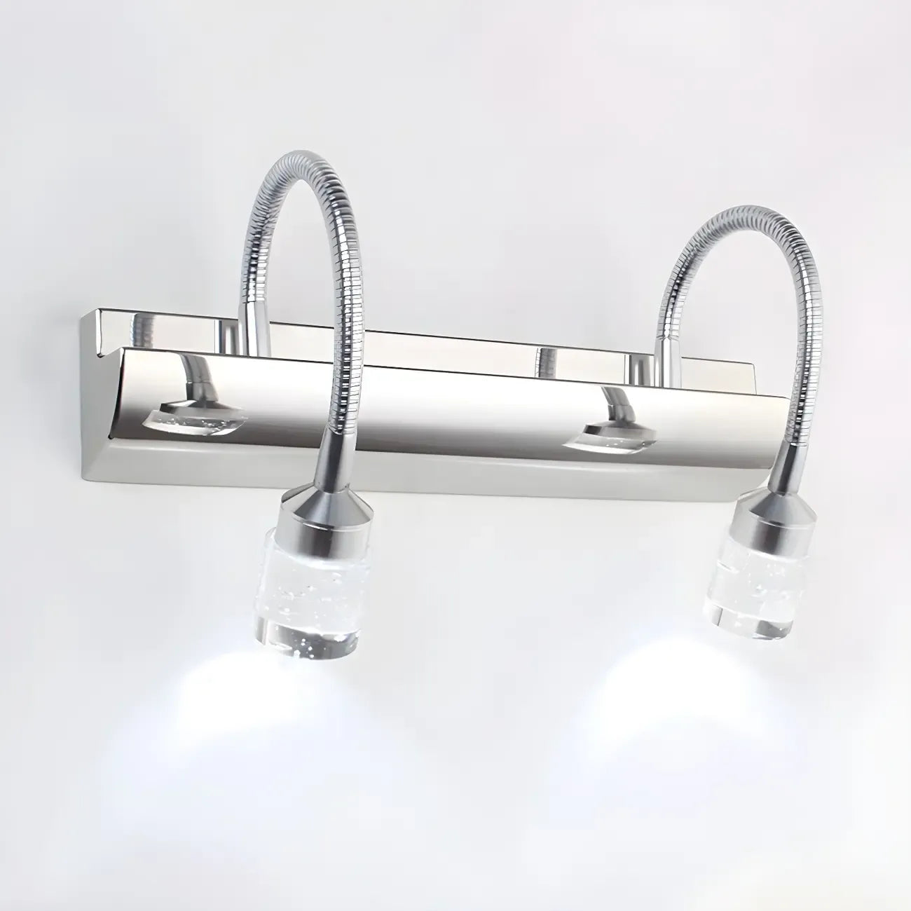 Modern Silver LED Vanity Light with Crystal for Bathroom Mirror