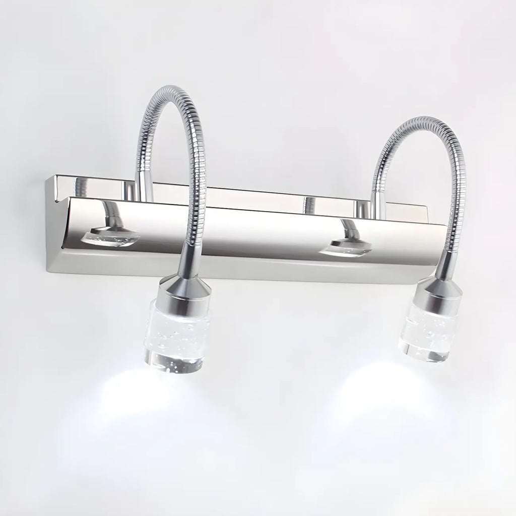 Modern Silver LED Vanity Light with Crystal for Bathroom Mirror