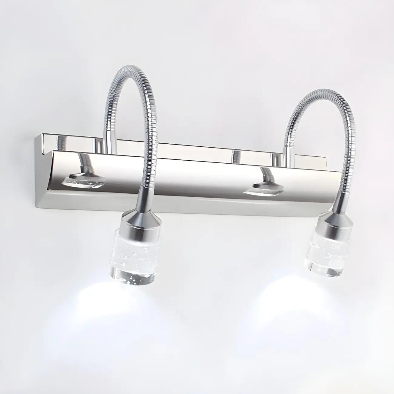 Modern Silver LED Vanity Light with Crystal for Bathroom Mirror