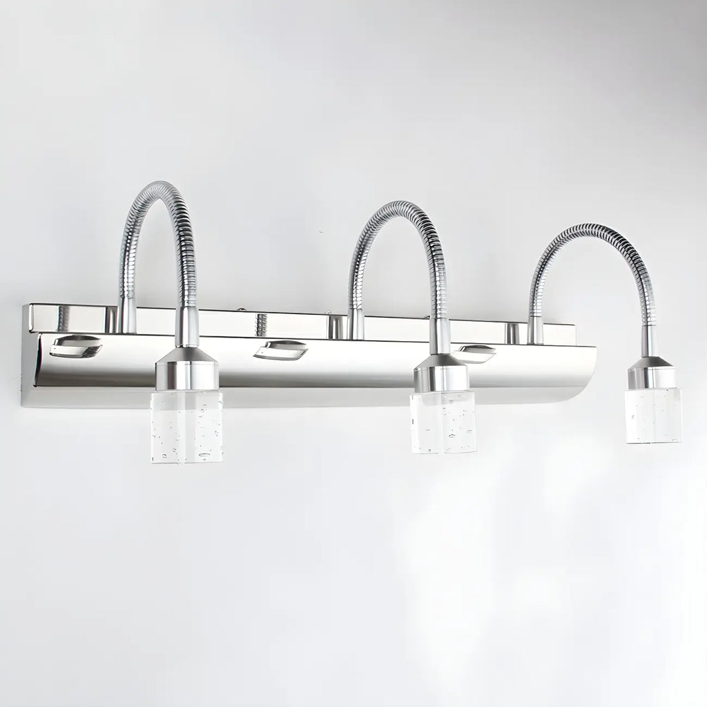 Modern Silver LED Vanity Light with Crystal for Bathroom Mirror