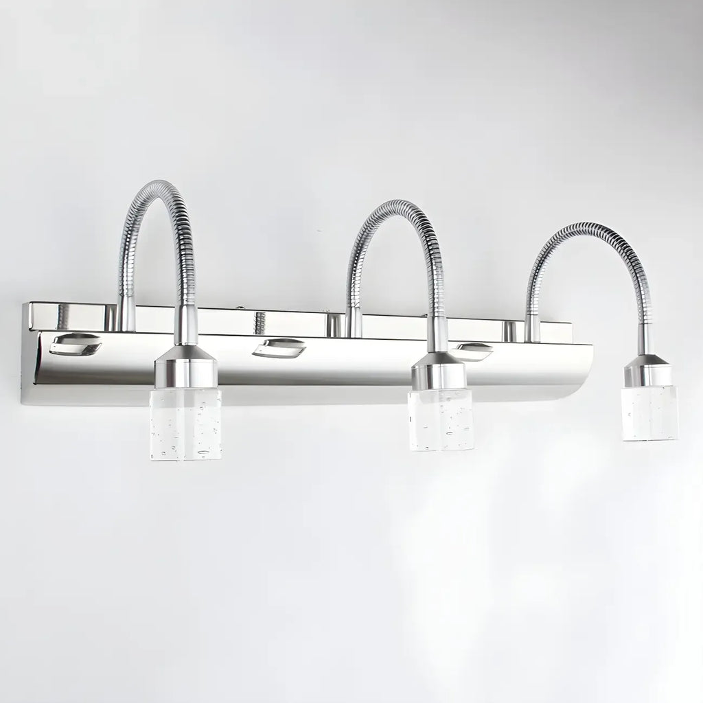 Modern Silver LED Vanity Light with Crystal for Bathroom Mirror
