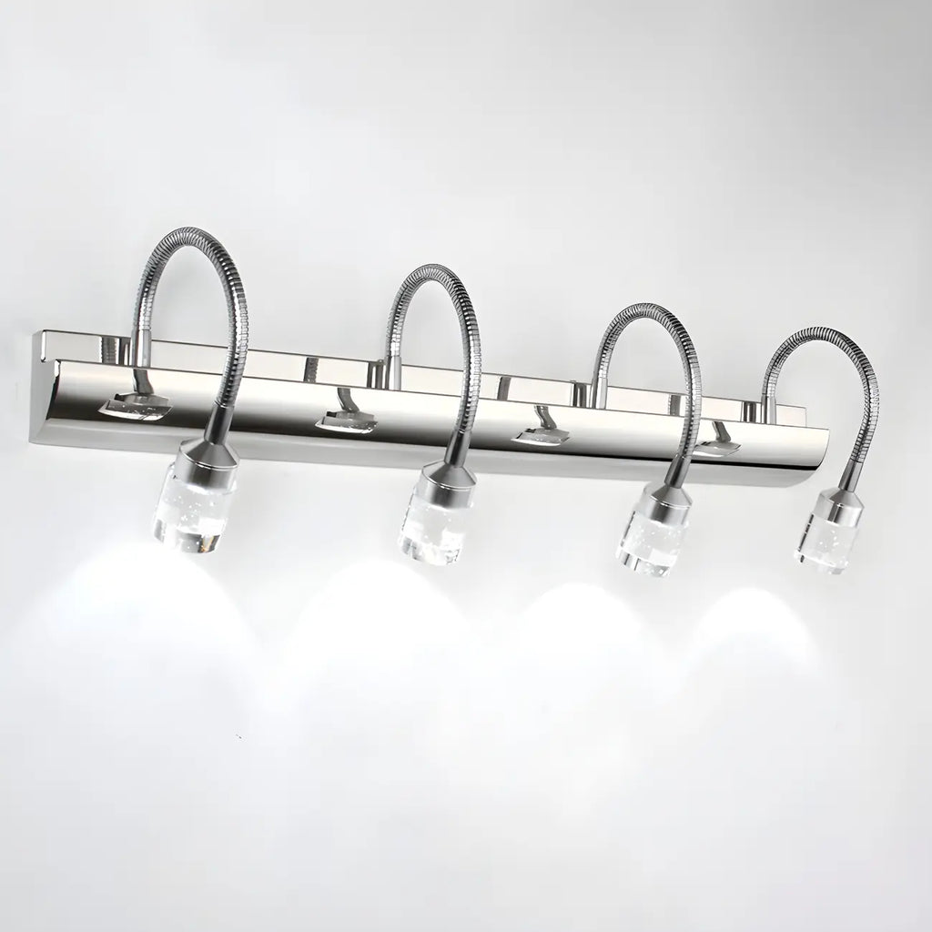 Modern Silver LED Vanity Light with Crystal for Bathroom Mirror
