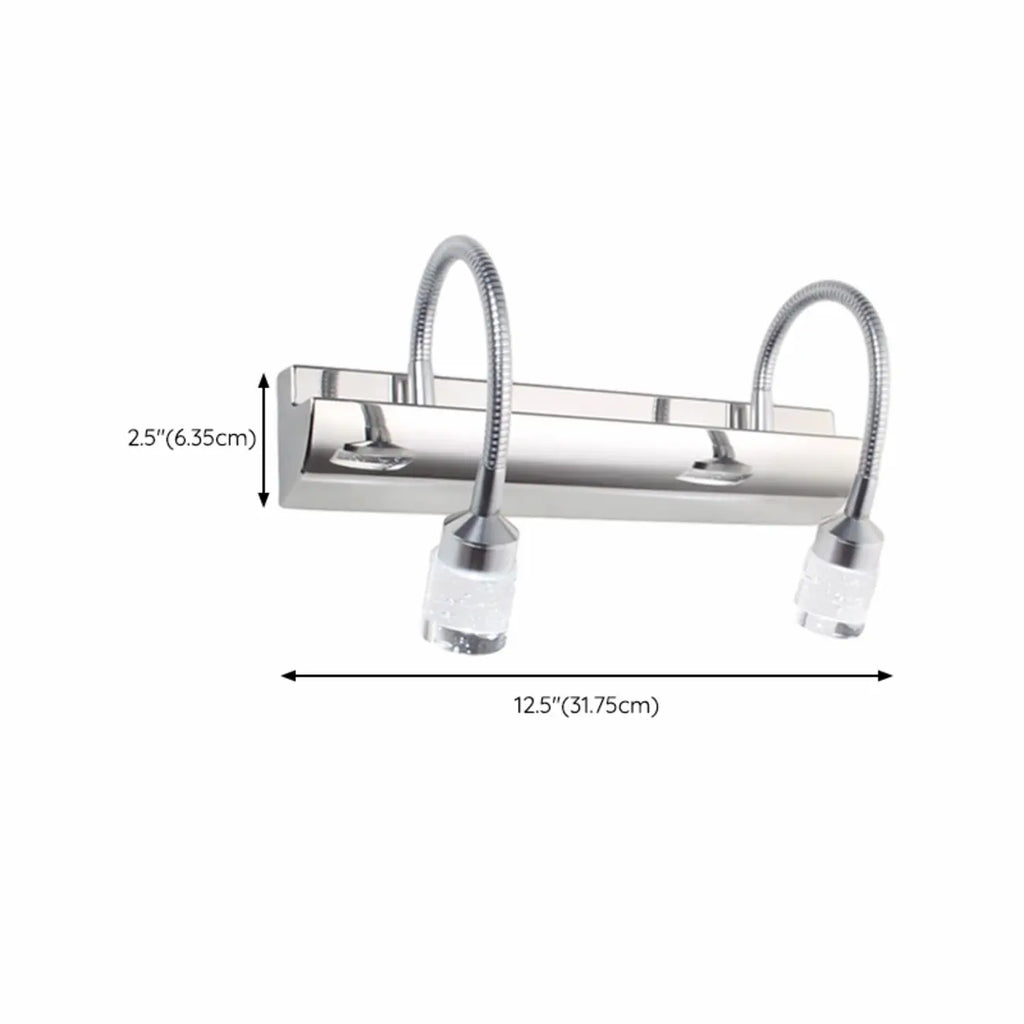Modern Silver LED Vanity Light with Crystal for Bathroom Mirror