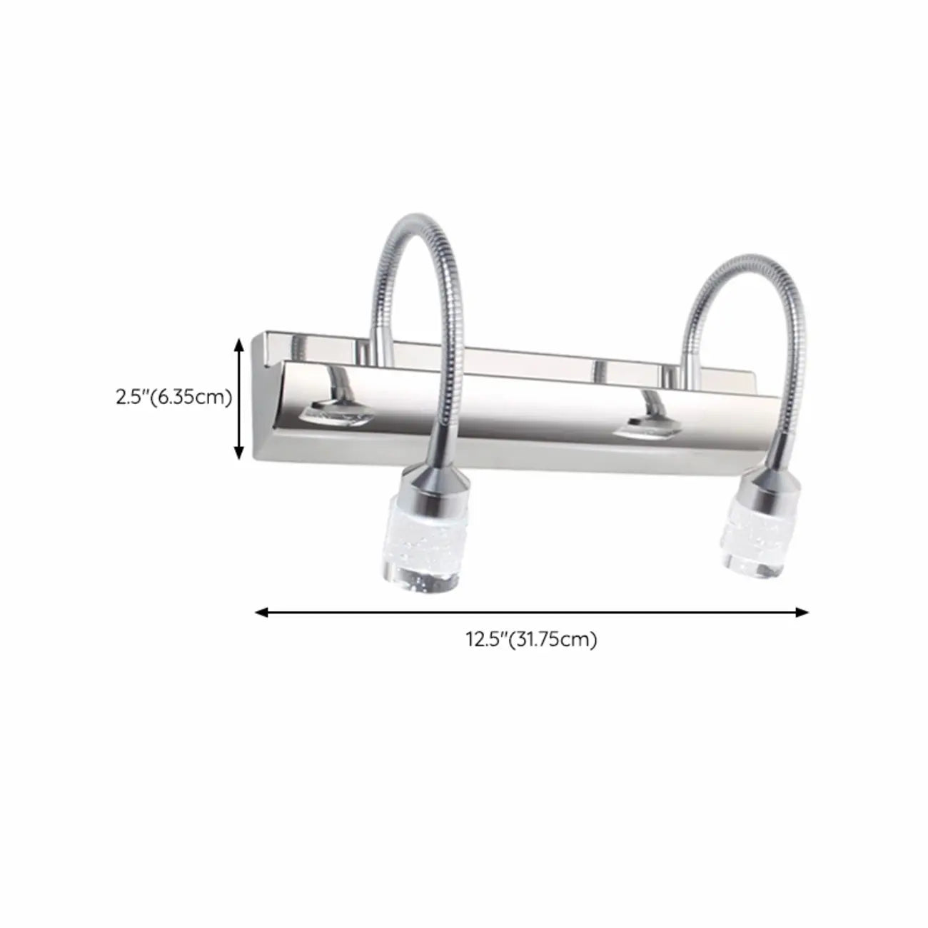 Modern Silver LED Vanity Light with Crystal for Bathroom Mirror