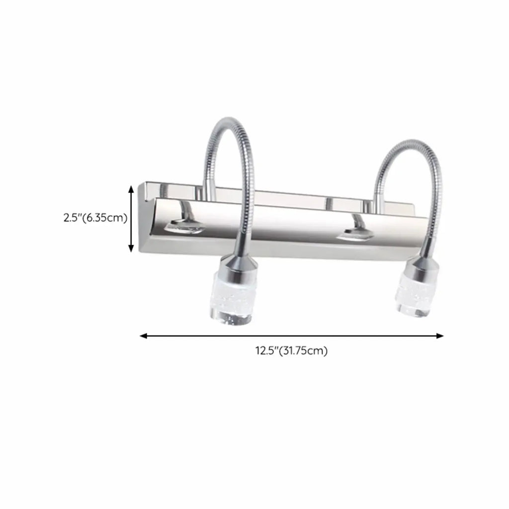 Modern Silver LED Vanity Light with Crystal for Bathroom Mirror