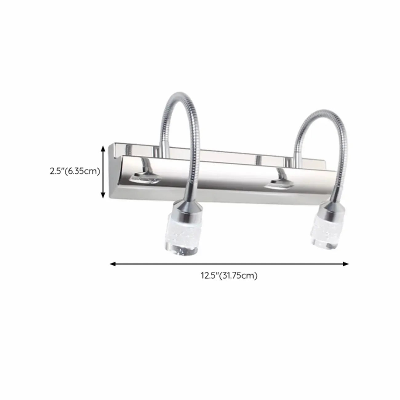 Modern Silver LED Vanity Light with Crystal for Bathroom Mirror