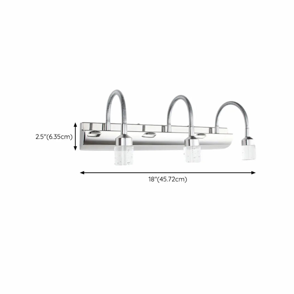 Modern Silver LED Vanity Light with Crystal for Bathroom Mirror