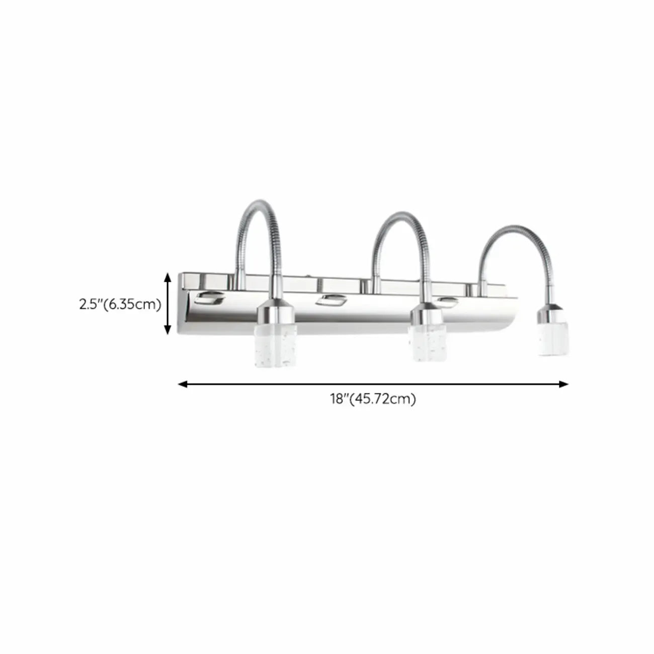 Modern Silver LED Vanity Light with Crystal for Bathroom Mirror