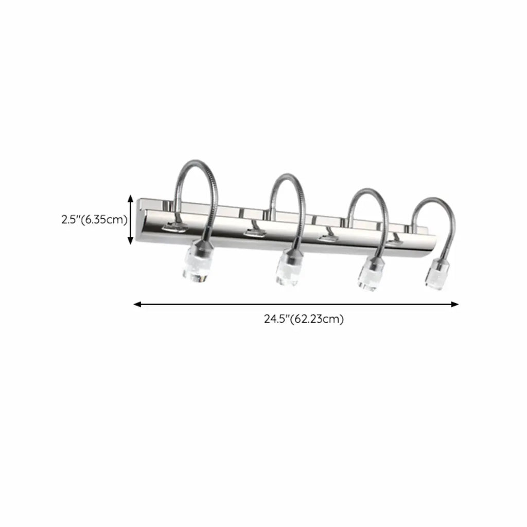 Modern Silver LED Vanity Light with Crystal for Bathroom Mirror