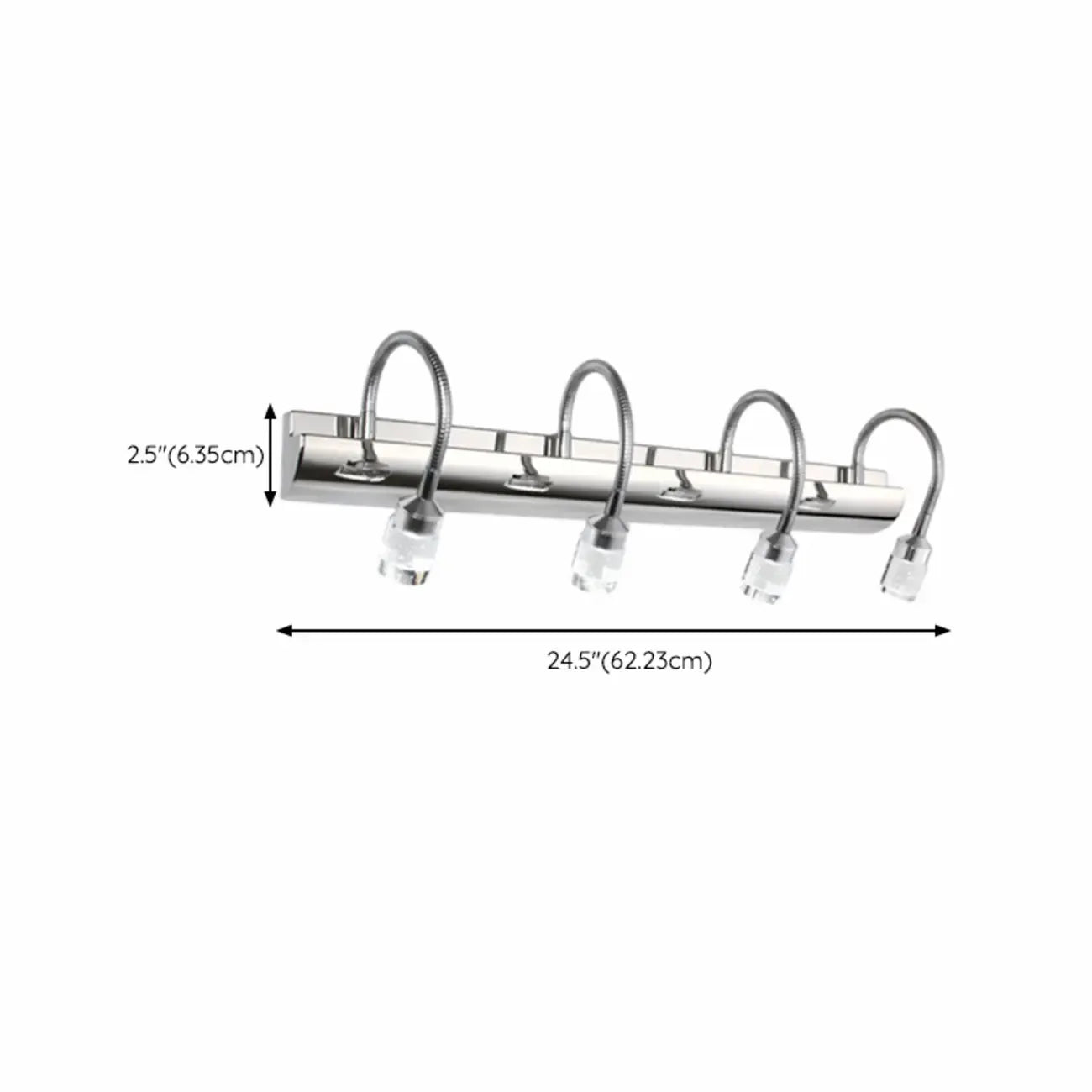 Modern Silver LED Vanity Light with Crystal for Bathroom Mirror