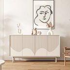 Modern Wooden Buffet Table with Kitchen Appliance Storage