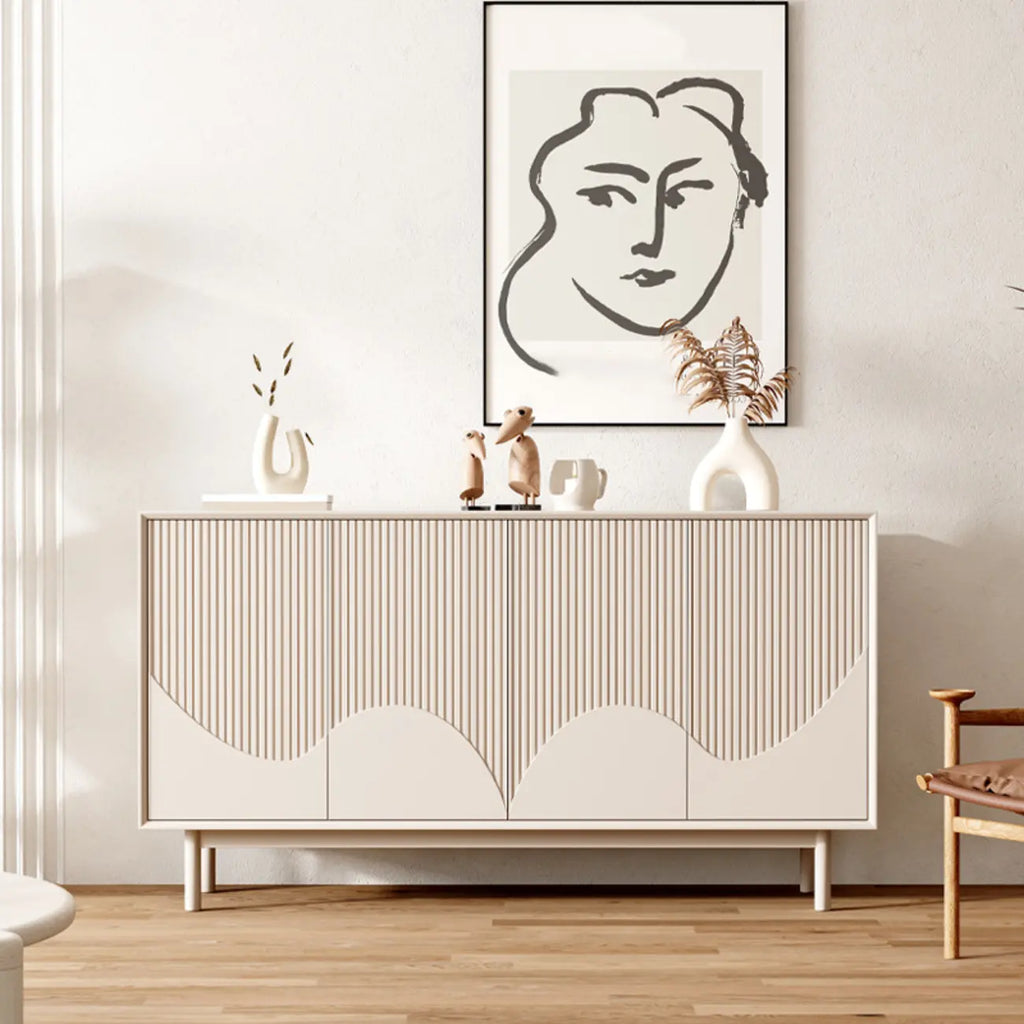 Modern Wooden Buffet Table with Kitchen Appliance Storage