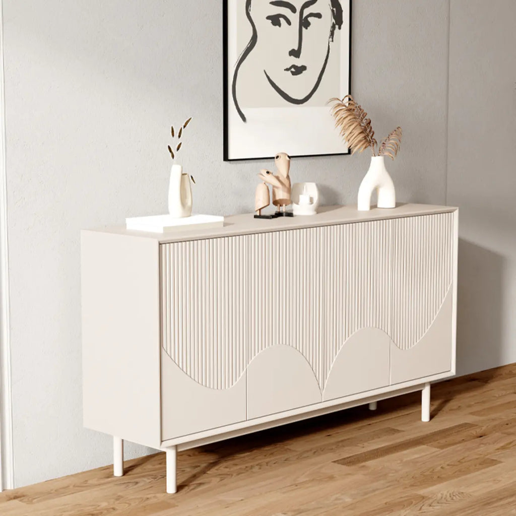 Modern Wooden Buffet Table with Kitchen Appliance Storage