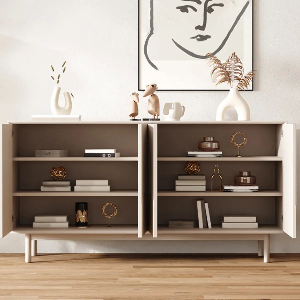 Modern Wooden Buffet Table with Kitchen Appliance Storage
