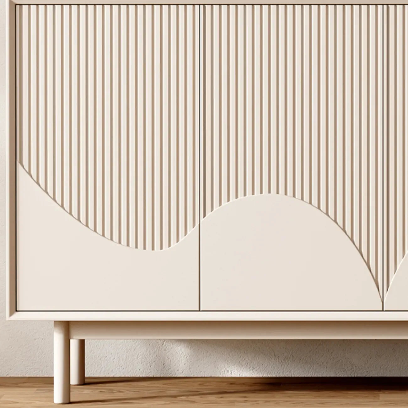 Modern Wooden Buffet Table with Kitchen Appliance Storage