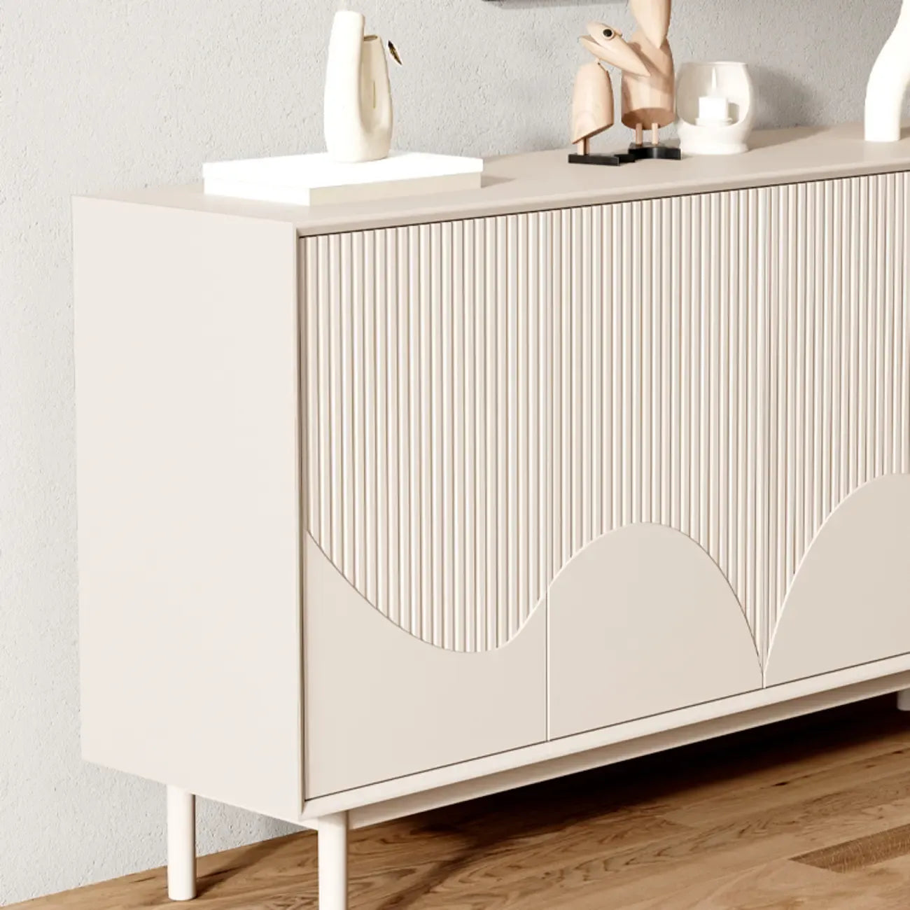 Modern Wooden Buffet Table with Kitchen Appliance Storage