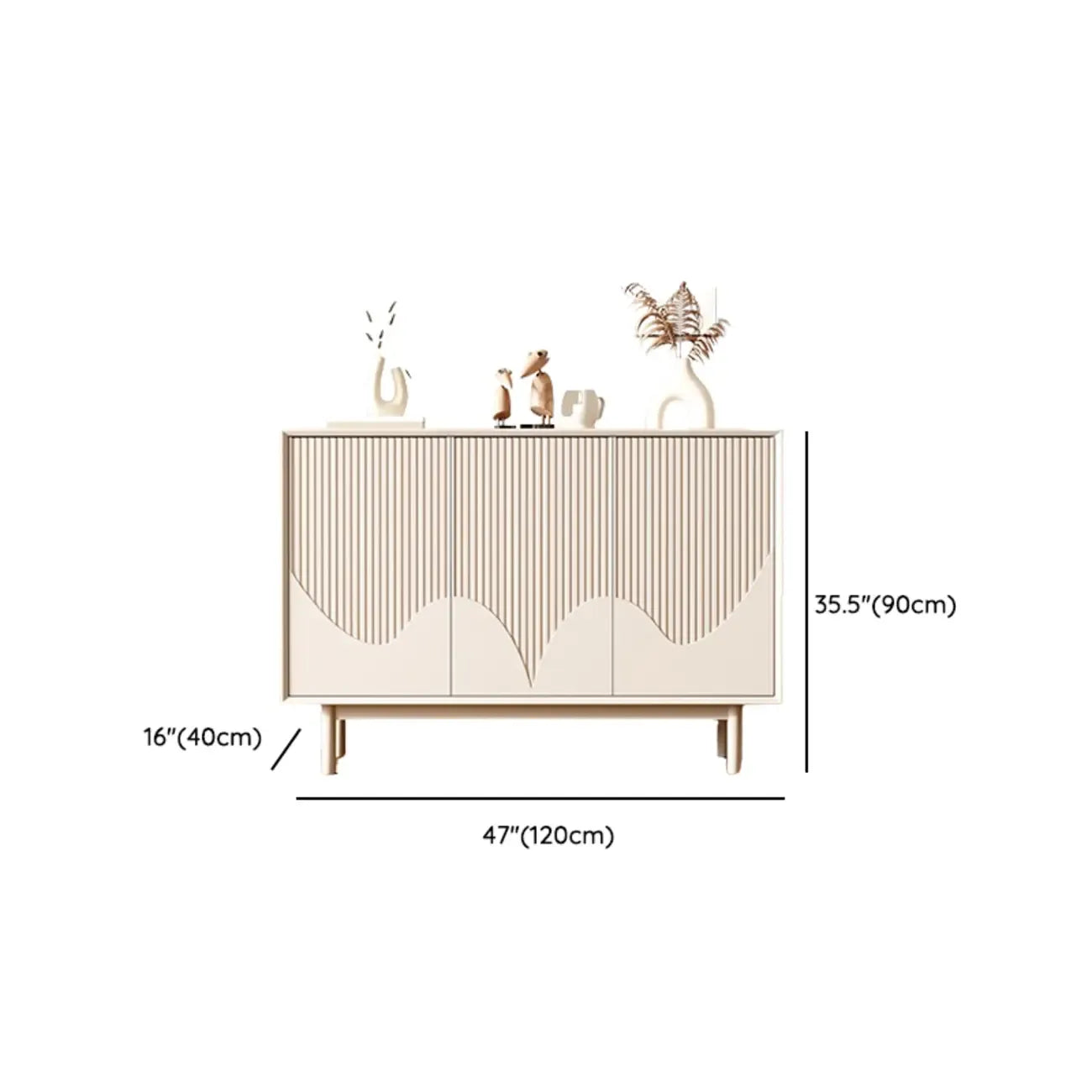 Modern Wooden Buffet Table with Kitchen Appliance Storage