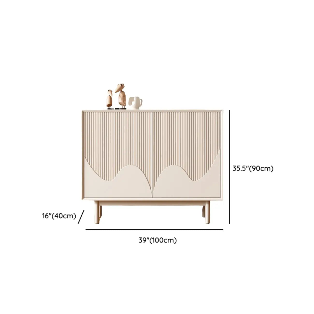 Modern Wooden Buffet Table with Kitchen Appliance Storage