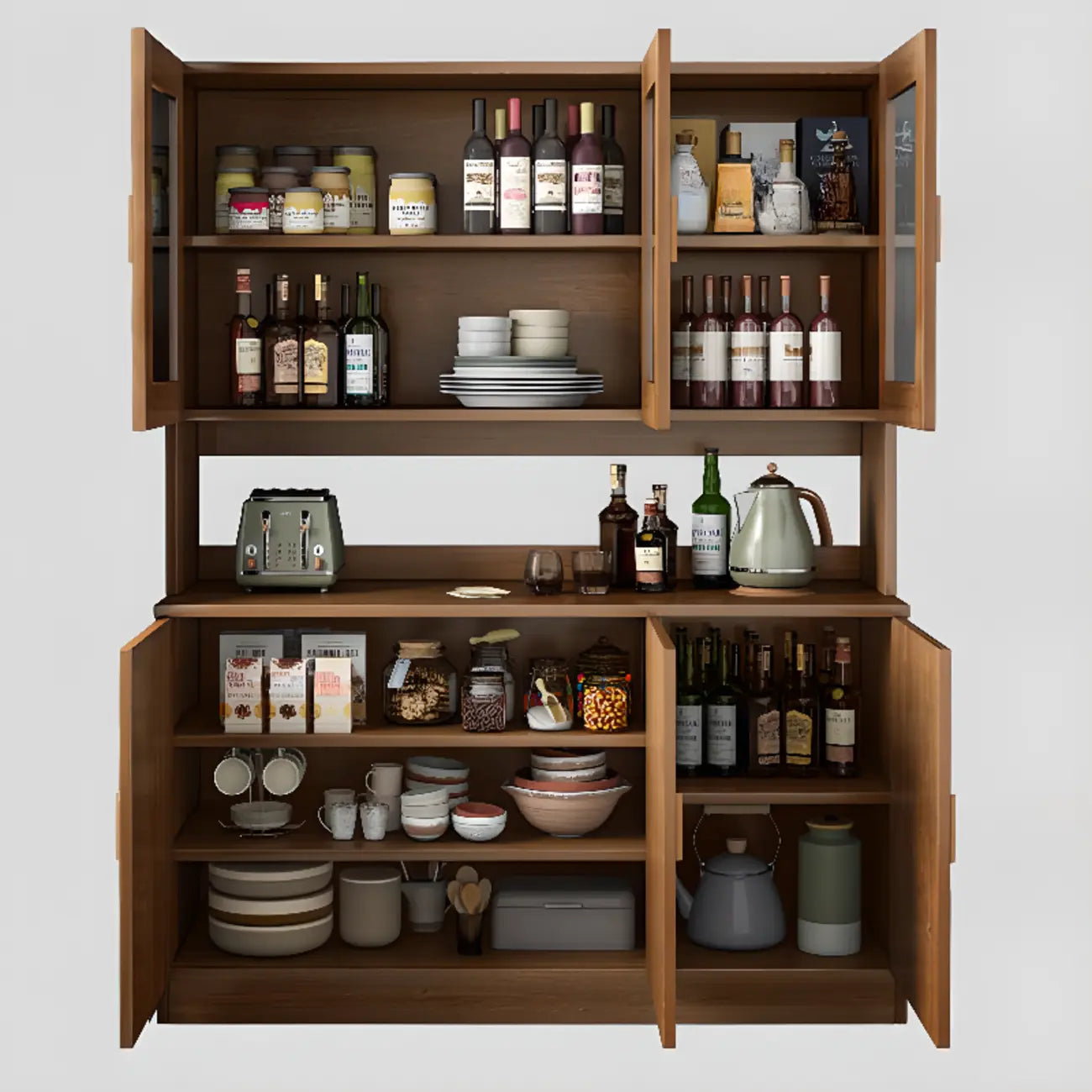 Modern Wooden Sideboard with Cabinets & Shelves