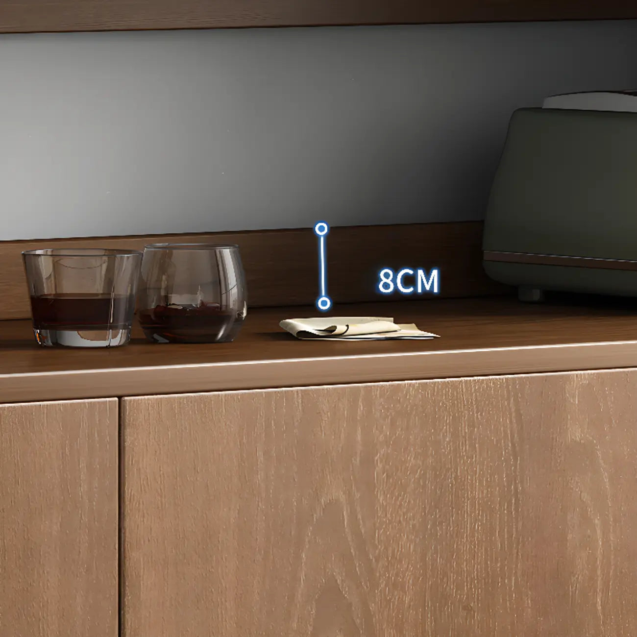Modern Wooden Sideboard with Cabinets & Shelves