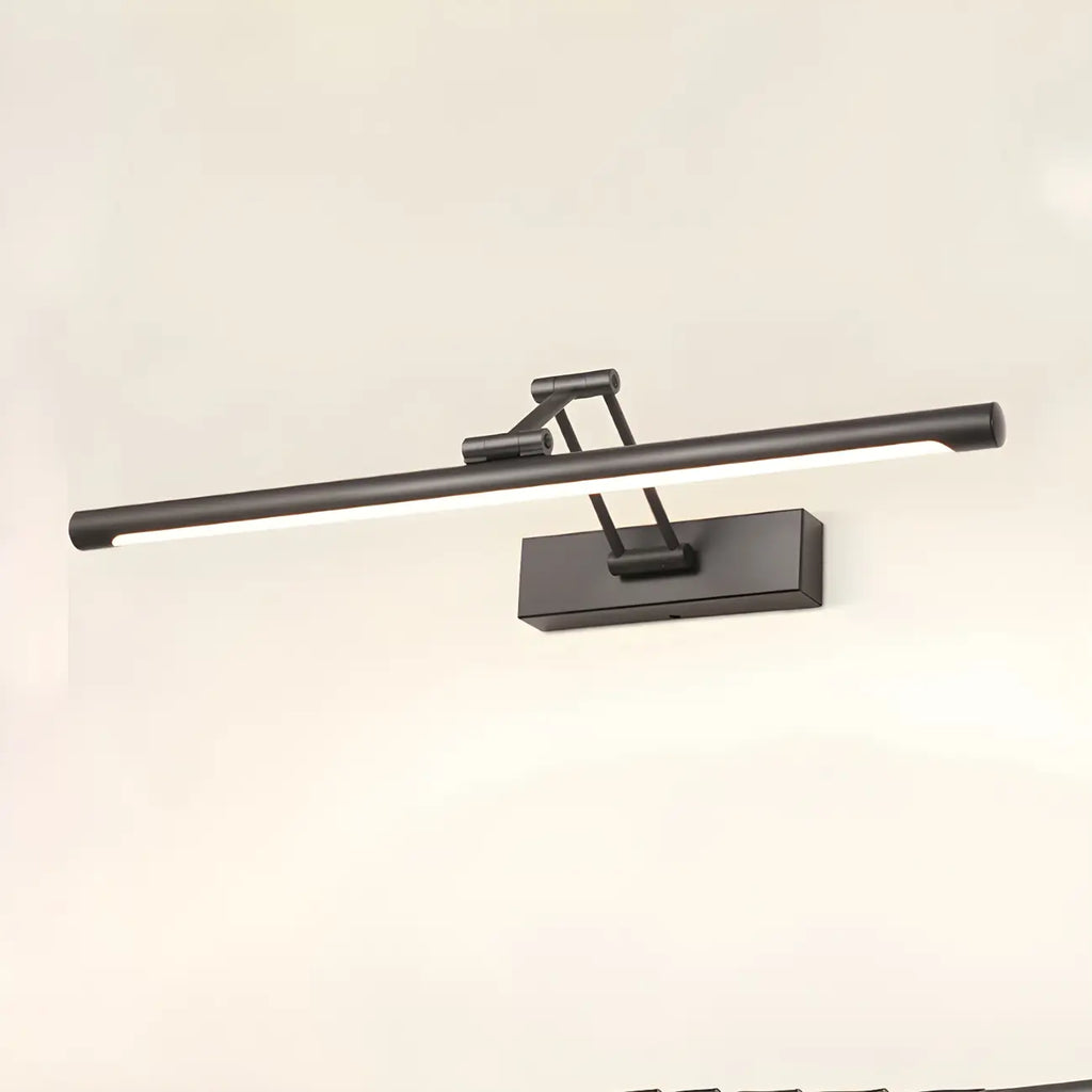 Minimalist LED Black Tubular Vanity Light with Swing Arm
