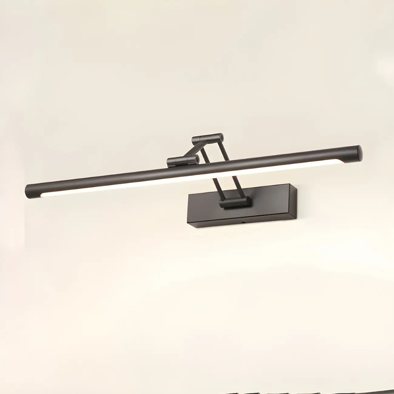 Minimalist LED Black Tubular Vanity Light with Swing Arm