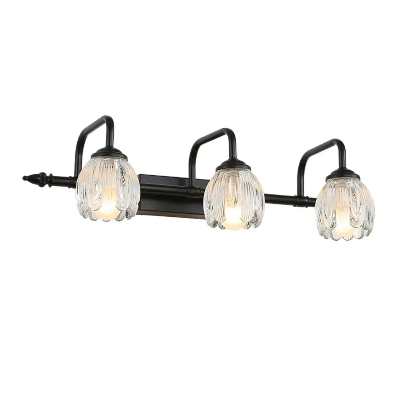 Elegant 3 heads Black Metal Wall Lamp with Crystal Globe