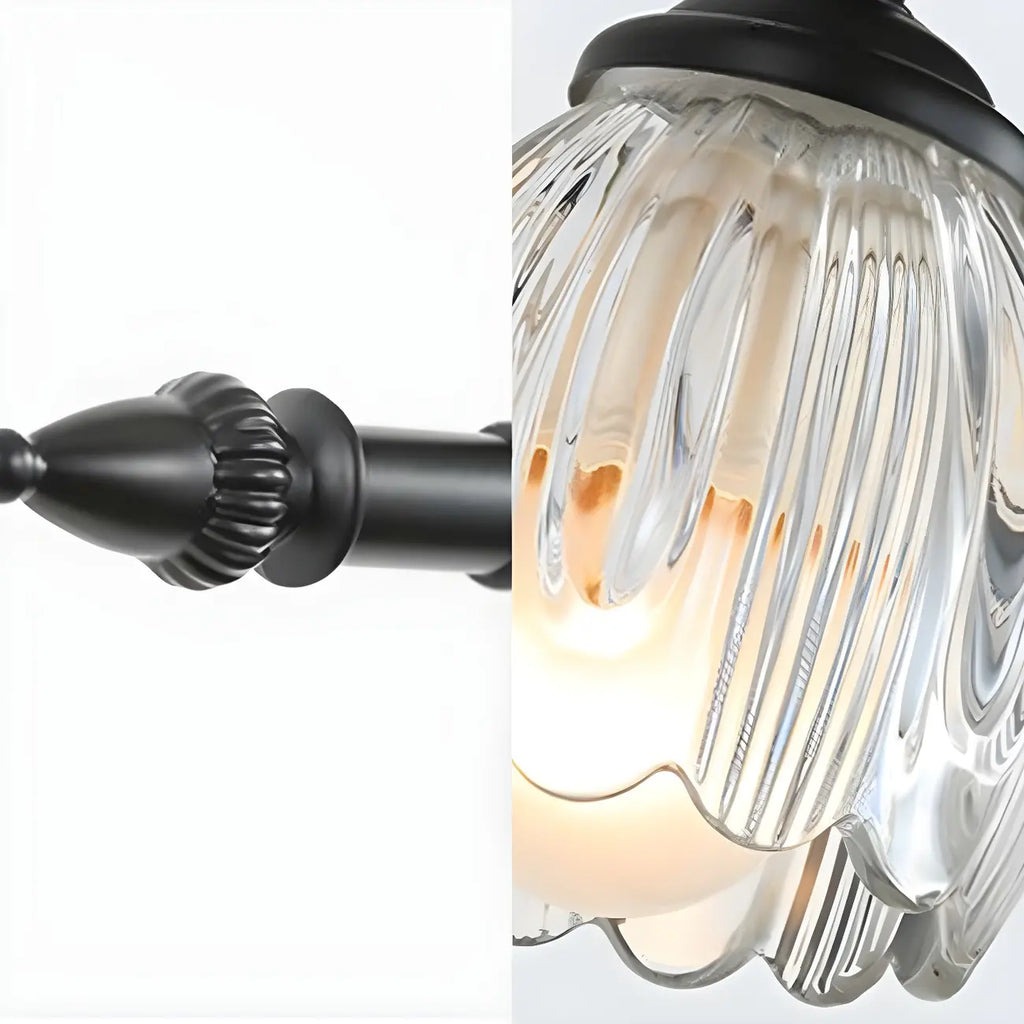 Elegant 3 heads Black Metal Wall Lamp with Crystal Globe
