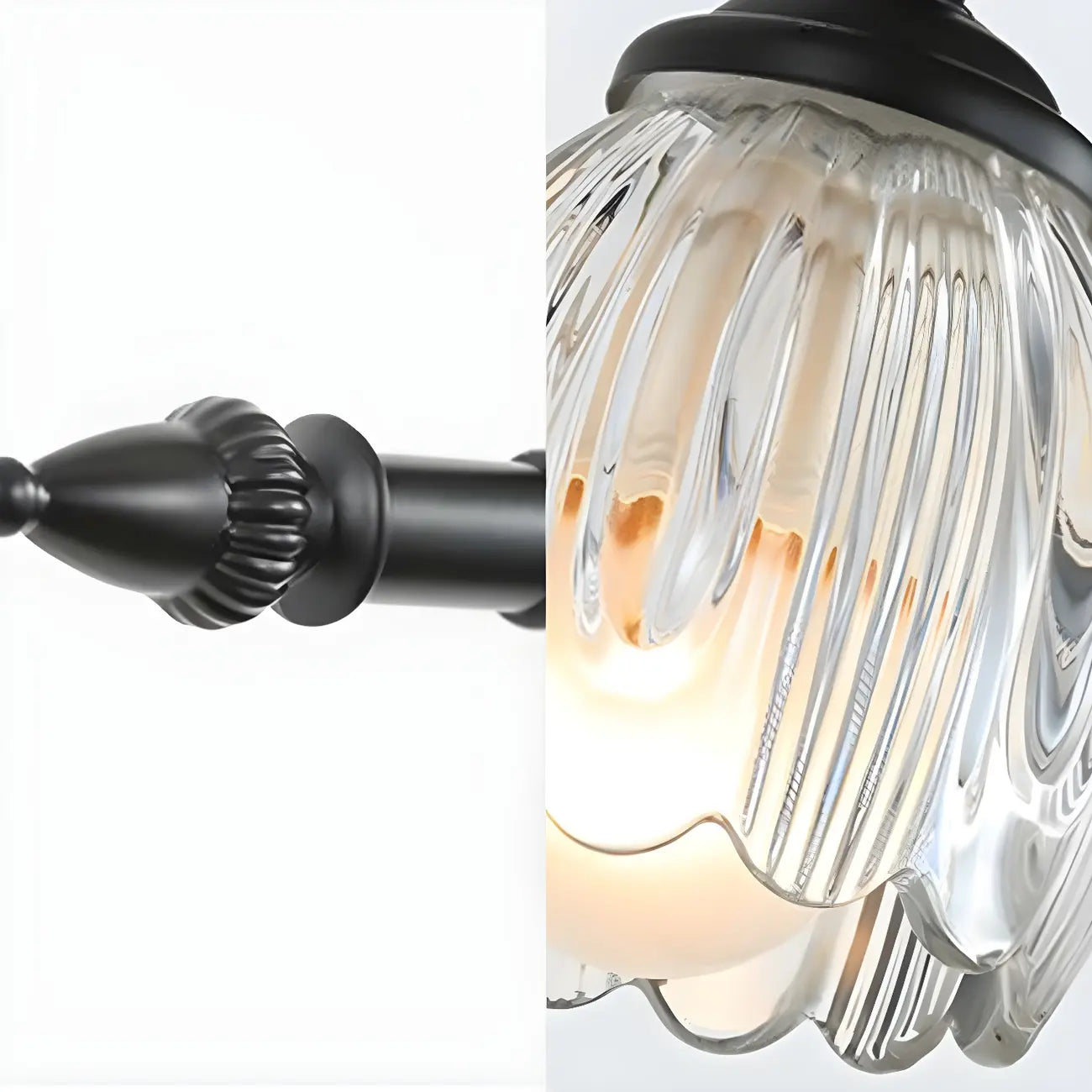 Elegant 3 heads Black Metal Wall Lamp with Crystal Globe