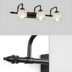 Elegant 3 heads Black Metal Wall Lamp with Crystal Globe