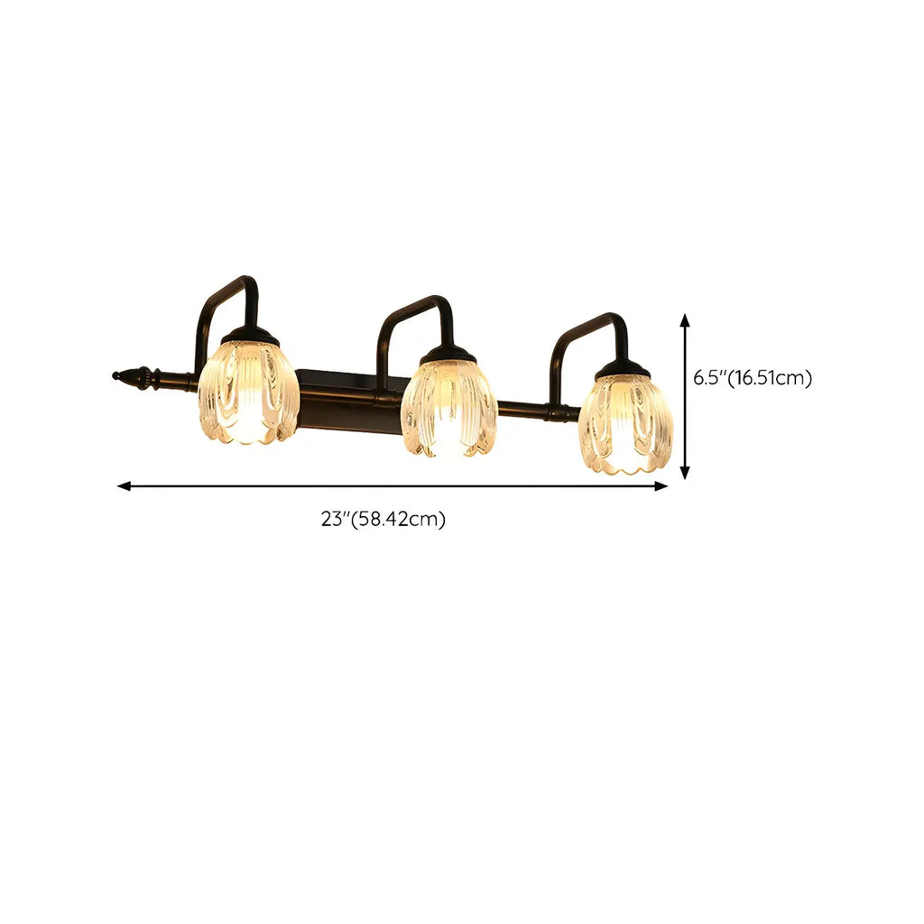 Elegant 3 heads Black Metal Wall Lamp with Crystal Globe