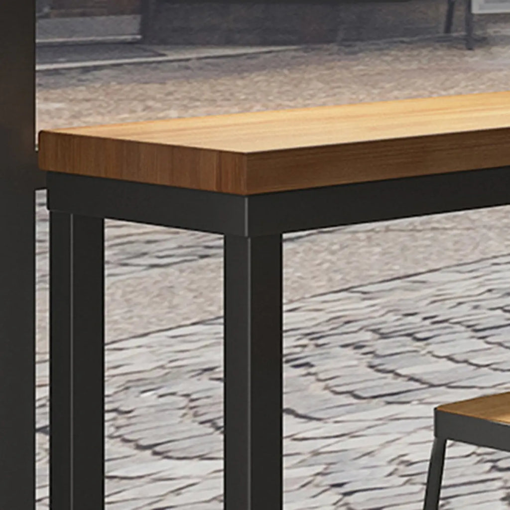 Industrial Solid Wood Bar Set with Metal Legs