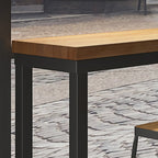 Industrial Solid Wood Bar Set with Metal Legs
