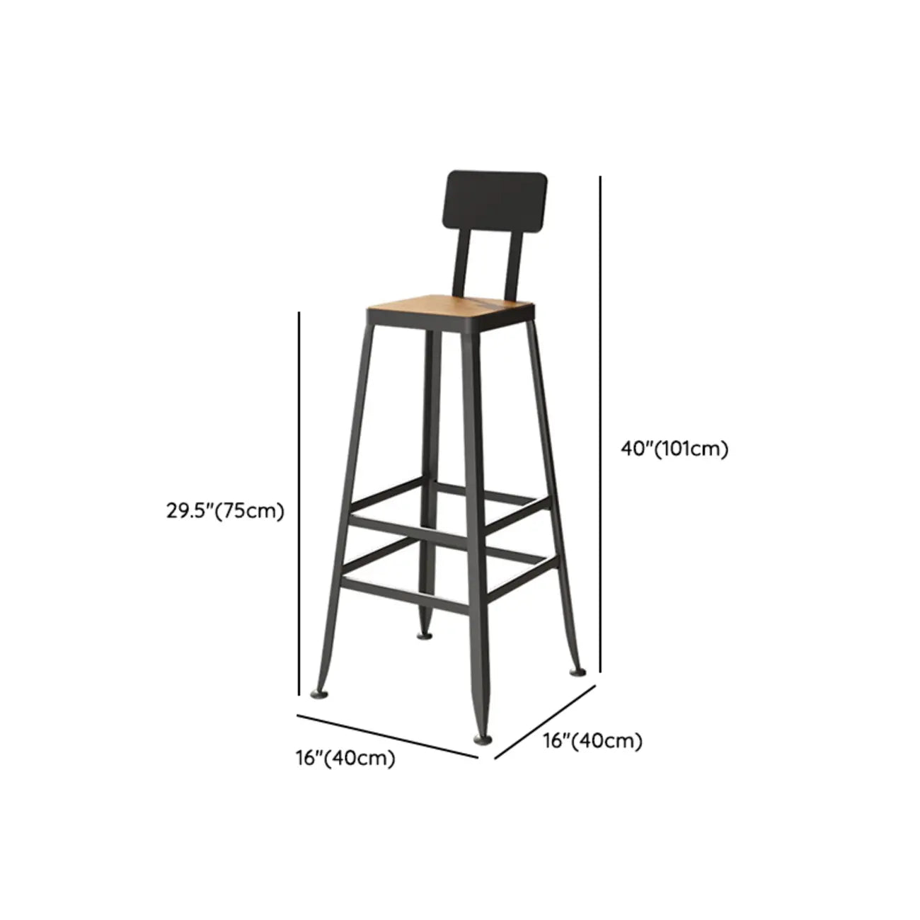 Industrial Solid Wood Bar Set with Metal Legs